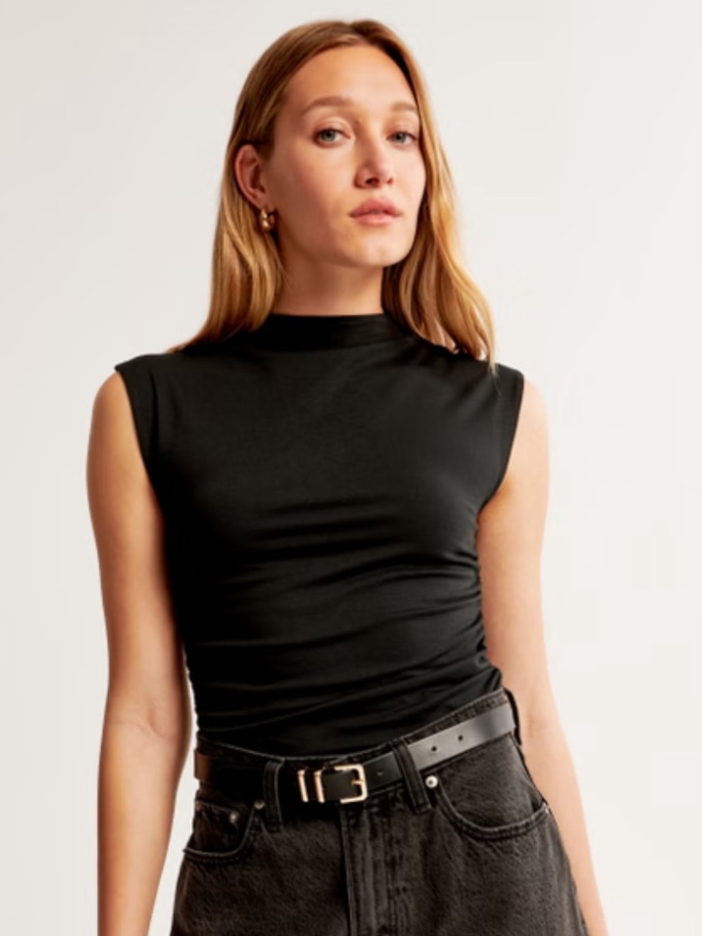 A+F Women’s Black Mock Neck Paloma Top